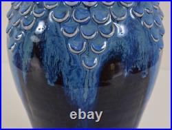William Barnes Studio Art Pottery Fish Scale Flambe Vase English Vintage Antique