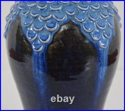 William Barnes Studio Art Pottery Fish Scale Flambe Vase English Vintage Antique