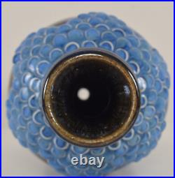 William Barnes Studio Art Pottery Fish Scale Flambe Vase English Vintage Antique