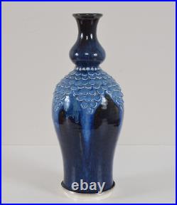 William Barnes Studio Art Pottery Fish Scale Flambe Vase English Vintage Antique