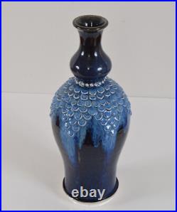 William Barnes Studio Art Pottery Fish Scale Flambe Vase English Vintage Antique