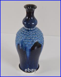 William Barnes Studio Art Pottery Fish Scale Flambe Vase English Vintage Antique