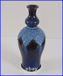 William Barnes Studio Art Pottery Fish Scale Flambe Vase English Vintage Antique