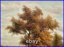 Wonderful 1950s Vintage Antique English Autumn Country Landscape Oil Painting