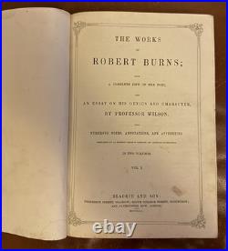 Works Of Robert Burns Vol 1 BLACKIE AND SON Leather Antique Vintage Book c. 1861