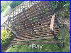 Wrought iron garden bench, heavy vintage