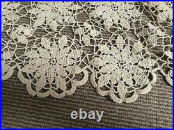 XL Antique/Vintage Cotton Crochet Cream Lace Bedspread/Tablecloth 250cm x 240cm